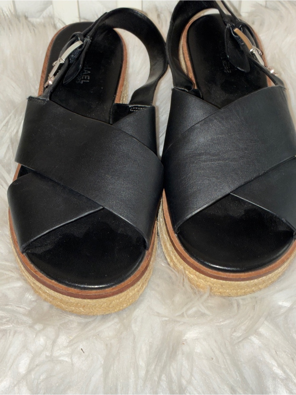 Michael Kors Black Leather Crisscross Slingback Sandals Sz 6.5 - Picture 12 of 12